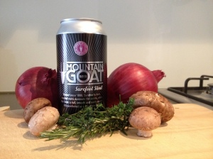 Mountain Goat's Surefoot Stout with herbs and vegetables.